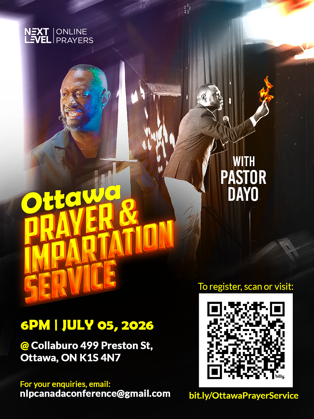 Ottawa Prayer and Impartation Service artwork option B with fire lettering