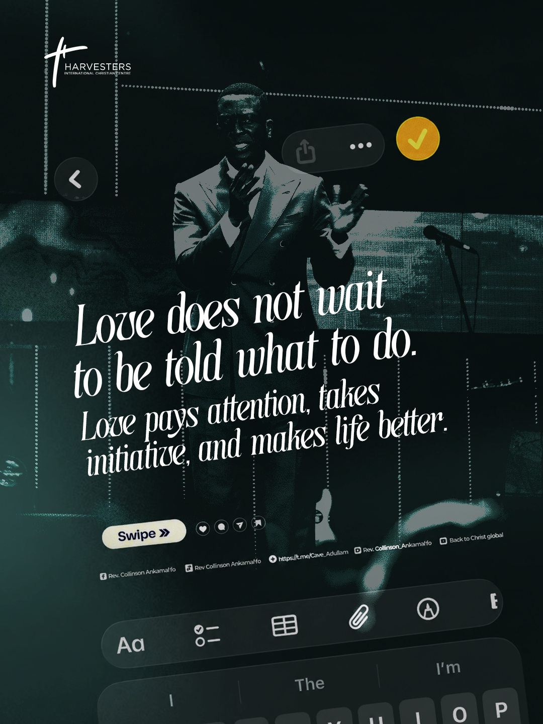 Sermon quote card option C: love does not wait to be told what to do